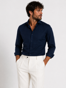 Camicia Tinta Unita Popeline Elasticizzato