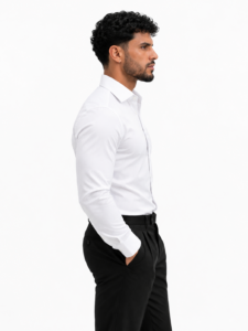Camicia Tinta Unita Popeline Elasticizzato Collo Esagono
