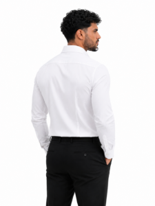Camicia Tinta Unita Popeline Elasticizzato Collo Esagono